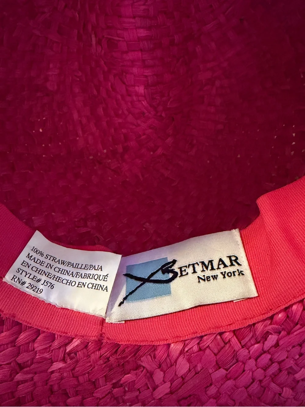 Betmar Women's Pink Straw Cowboy Style Sun Hat